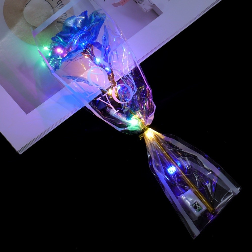 Photography Artificial Lighting - 光る金箔のバラの花LEDライト写真撮影用小道具模擬バラの花束カラフルな母の日のギフト