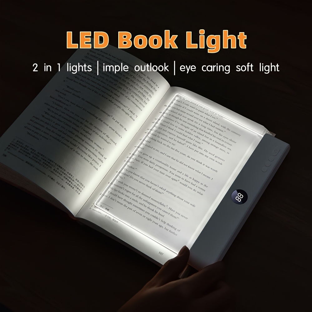 Photography Lighting Book - LEDブックライトとナイトライト2in1、3段階色温度＆無段階調光、USB充電式読書灯（タイマー付き）