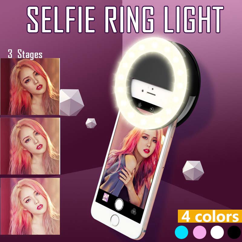 Photography Lighting Tent - LEDセルフィーリングライト,3レベル調整モード,USB充電付き照明,セルフィーランプ,携帯電話の写真撮影用