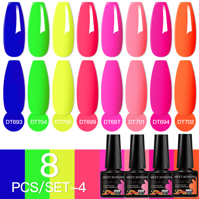 Photography Lighting Gel - ミートアクロス 8 ピース/セット蛍光ジェルネイルポリッシュグリッターキラキラ夏ネオン半永久ソークオフ LED UV ジェルワニスネイルアート