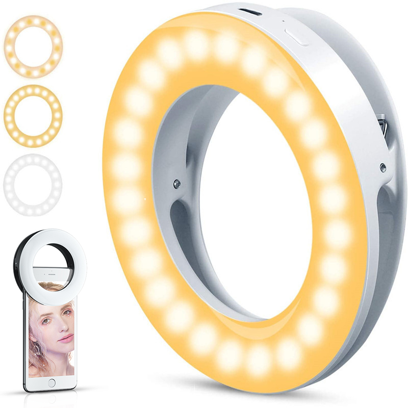 Photography Lighting Tent - アップグレード 3200K-6500K LED クリップリングライト 40 LED