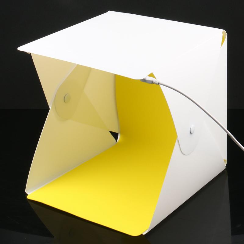 Photography Lighting Tent - ポータブルLEDフォトスタジオライトボックス折りたたみ式写真撮影用LEDフォトスタジオテントUSBミニライトボックス（2/4/6色背景付き）