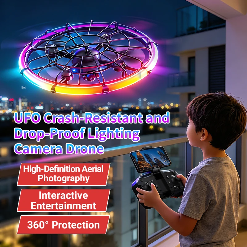 Photography Lighting Box - JJRC H145 UFO RCドローン、デュアルHDレンズ、RGBフローライト、フルボディプロテクション、空撮クアッドコプター玩具