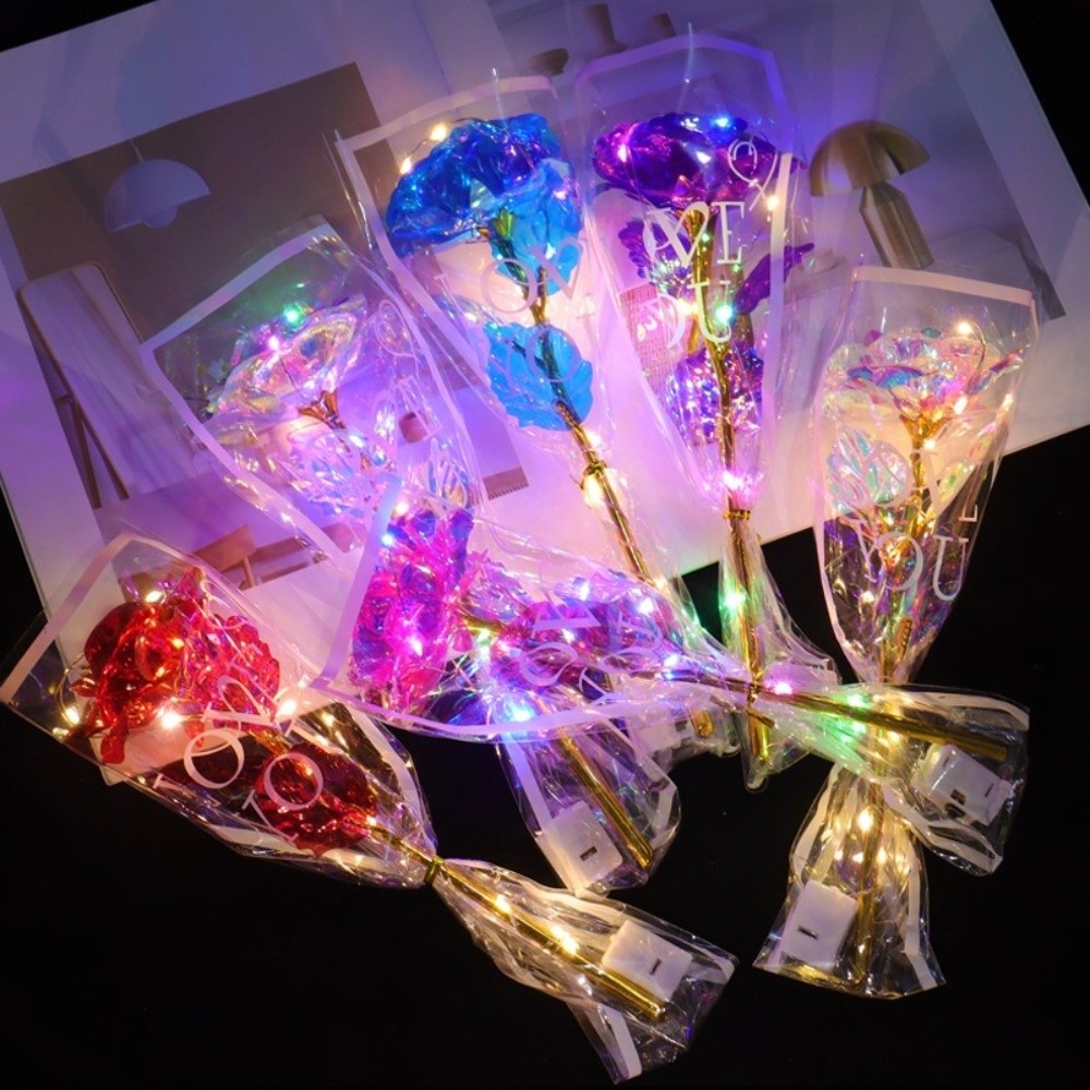 光る金箔のバラの花LEDライト写真撮影用小道具模擬バラの花束 - Photography Artificial Lighting のレビューと価格