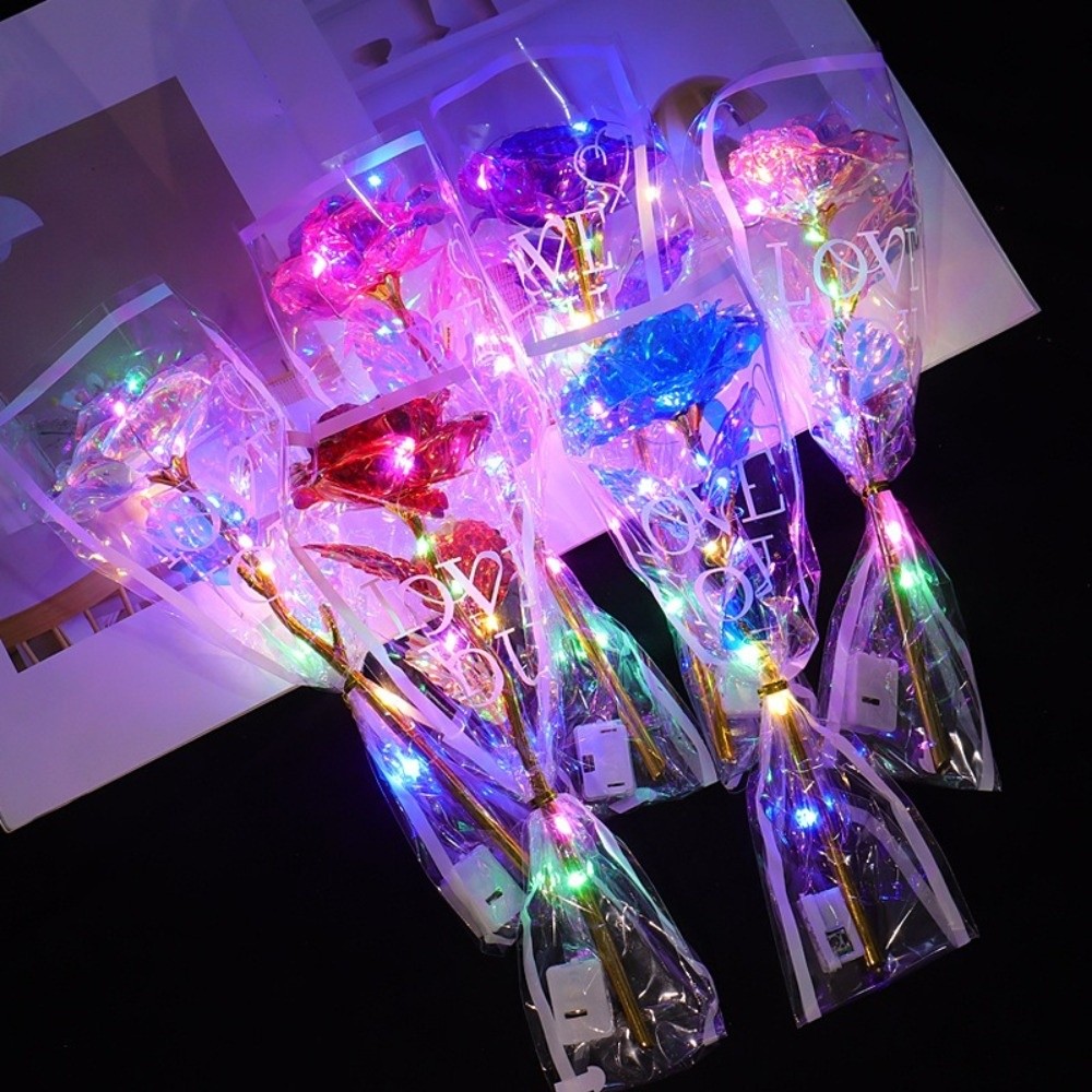光る金箔のバラの花LEDライト写真撮影用小道具模擬バラの花束 - Photography Artificial Lighting のレビューと価格