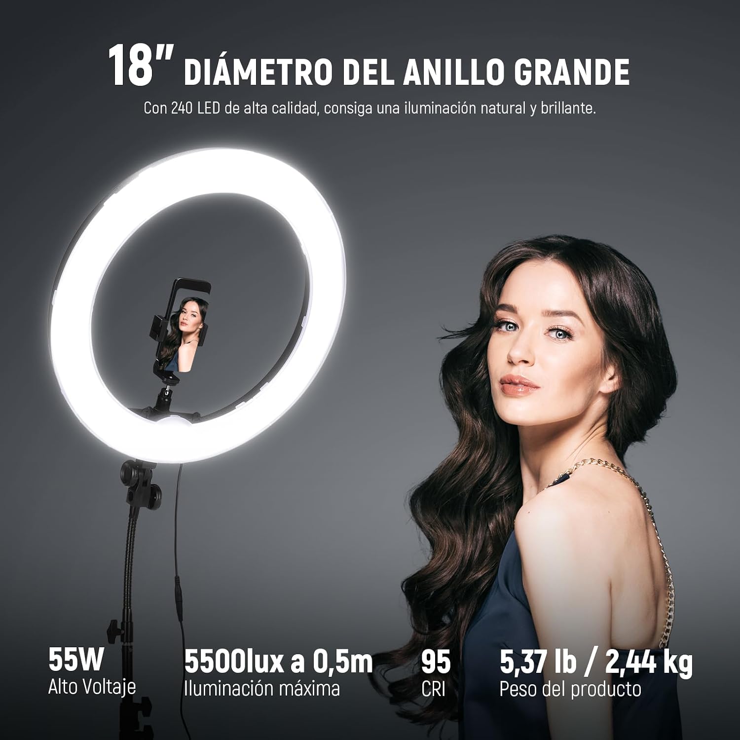 NEEWER 18インチ 55W リングライトキット スタン - Photography Lighting Kit Neewer のレビューと価格