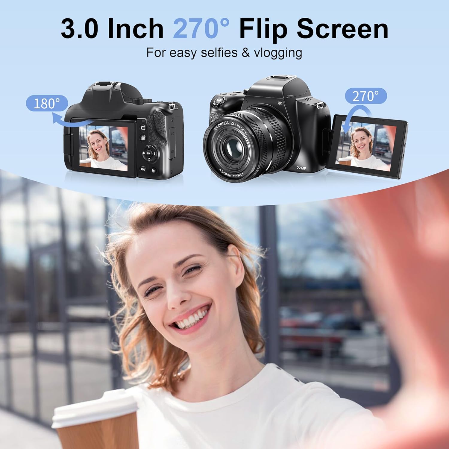 72MPデジタルカメラ 写真撮影用 4K 12倍光学ズームカ - Photography Natural Lighting のレビューと価格
