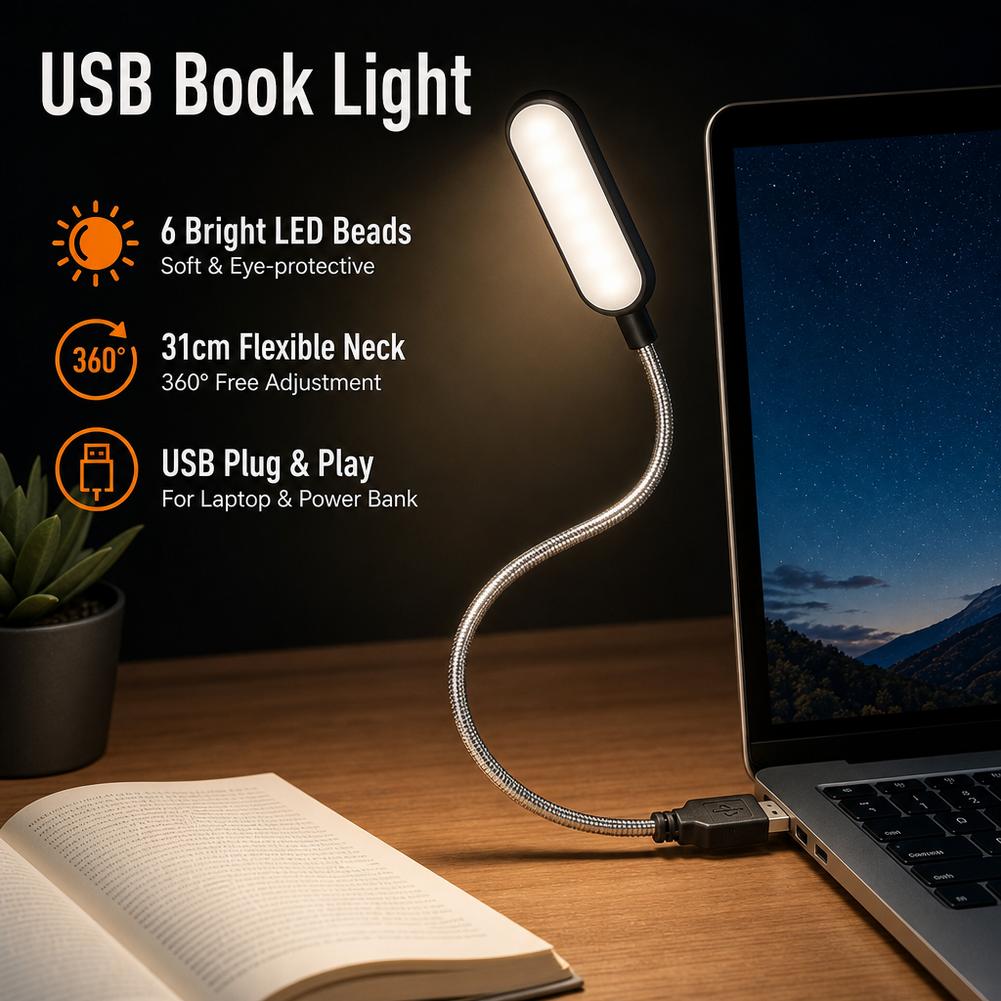 USB接続のLEDブックライト。6個のLEDを搭載し、柔軟な - Photography Lighting Book のレビューと価格
