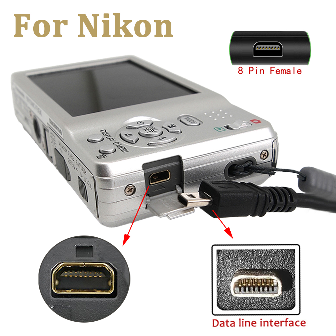 UC-E6 デジタルカメラ USB データケーブル ミニ 8 - Nikon Camera D3500 のレビューと価格