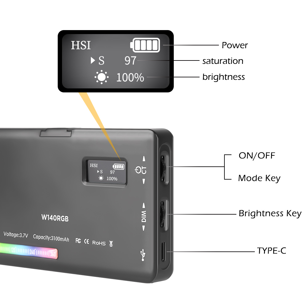SH-W140 RGB LEDビデオライト,調光可能なポケッ - Photography And Videography Lighting のレビューと価格