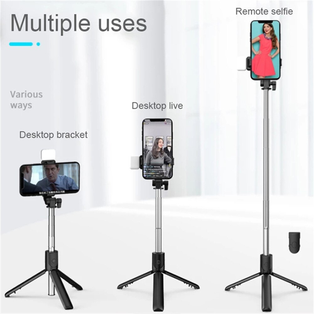 折りたたみ式ポータブル自撮り棒三脚、取り外し可能なBluet - Photography And Videography Lighting のレビューと価格