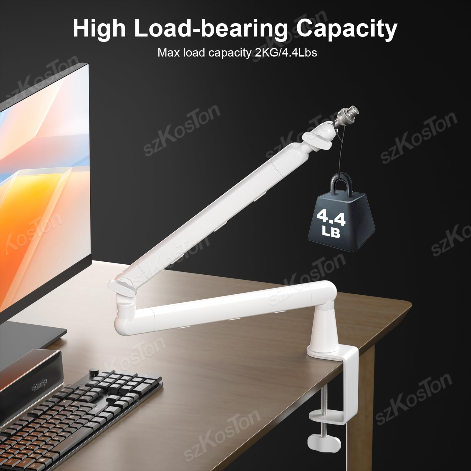 ホワイトマイクブームアーム、調整可能なロープロファイルマイク - Boom Arm Stand のレビューと価格