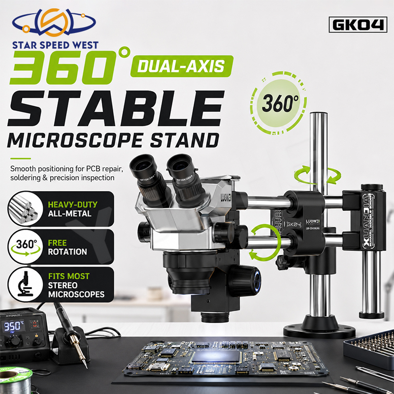 LUOWEI LW-GK04 デュアル軸ダブルブーム顕微鏡ス - Boom Arm Stand のレビューと価格