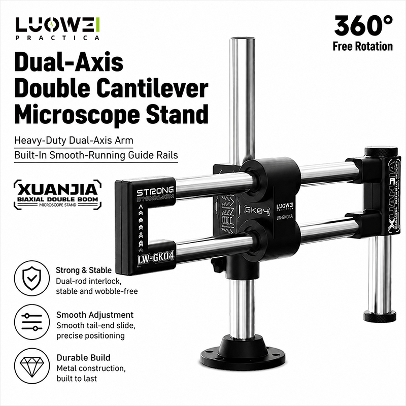 LUOWEI LW-GK04 デュアル軸ダブルブーム顕微鏡ス - Boom Arm Stand のレビューと価格