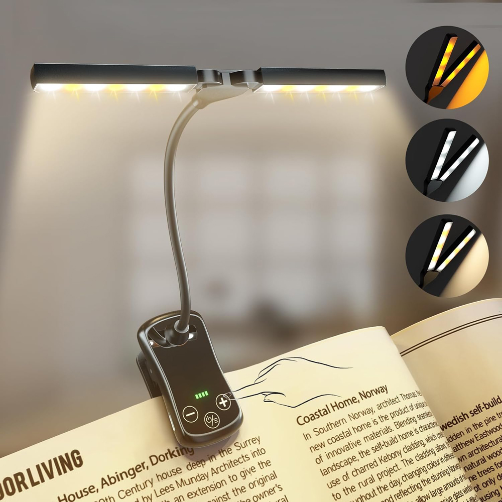 14 LED クリップオンブックライトデュアルヘッド 3 色 - Photography Lighting Book のレビューと価格