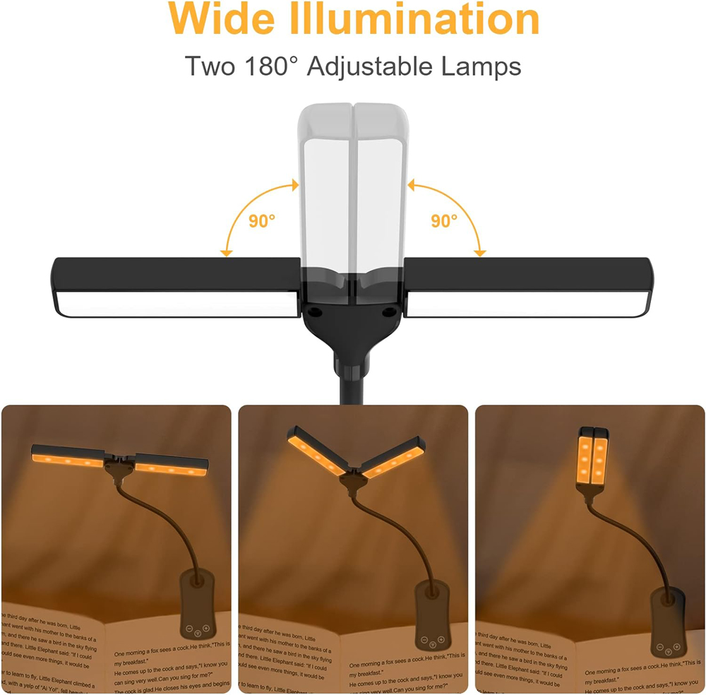 14 LED クリップオンブックライトデュアルヘッド 3 色 - Photography Lighting Book のレビューと価格